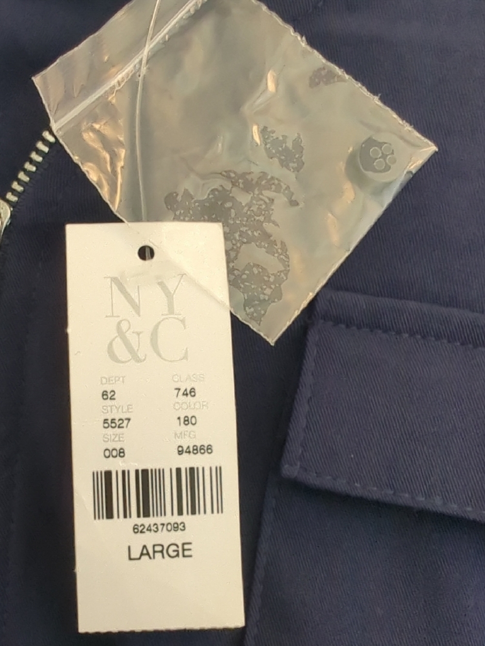 NWT New York & Company Utility Style Navy Zip-Front Blouson Wide Leg Jumpsuit - Picture 3 of 10